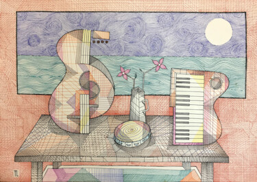 Desenho intitulada "Mesa de Músico (Mus…" por José Roberto Teixeira Leite Junior, Obras de arte originais, Marcador
