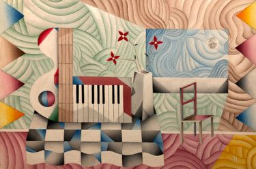 Pintura titulada "Mesa de Músico 44" por José Roberto Teixeira Leite Junior, Obra de arte original, Oleo Montado en Panel de…
