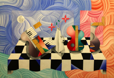 Pintura titulada "Mesa de Músico XLVII" por José Roberto Teixeira Leite Junior, Obra de arte original, Oleo Montado en Panel…