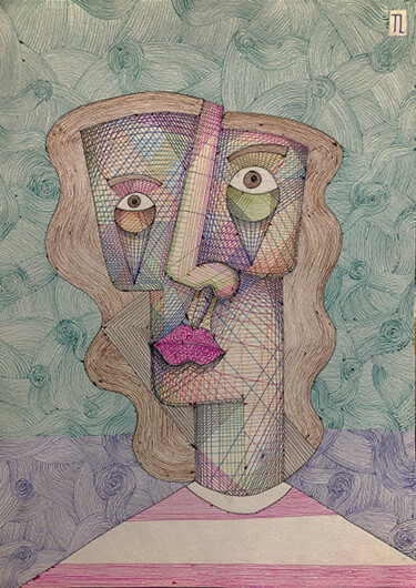 Desenho intitulada "Mulher" por José Roberto Teixeira Leite Junior, Obras de arte originais, Caneta de gel