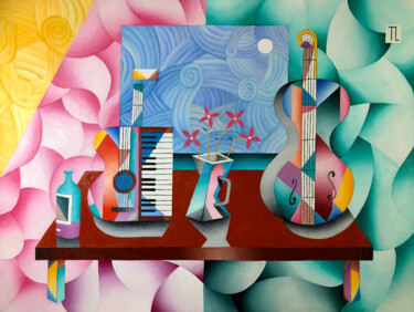 Pintura titulada "Mesa de Músico 49" por José Roberto Teixeira Leite Junior, Obra de arte original, Oleo Montado en Panel de…