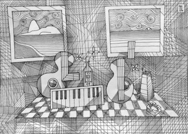 Drawing titled "Mesa de Músico (can…" by José Roberto Teixeira Leite Junior, Original Artwork, Gel pen