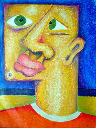 Peinture intitulée "Cabeça" par José Roberto Teixeira Leite Junior, Œuvre d'art originale, Pastel