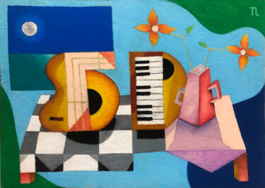 Pintura intitulada "Mesa de Músico (Pat…" por José Roberto Teixeira Leite Junior, Obras de arte originais, Pastel