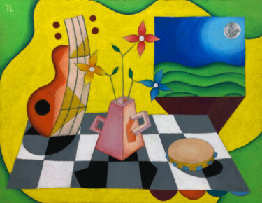 Pintura intitulada "Mesa de Músico - pa…" por José Roberto Teixeira Leite Junior, Obras de arte originais, Pastel