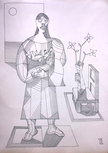 Desenho intitulada "Ninar VII" por José Roberto Teixeira Leite Junior, Obras de arte originais, Marcador