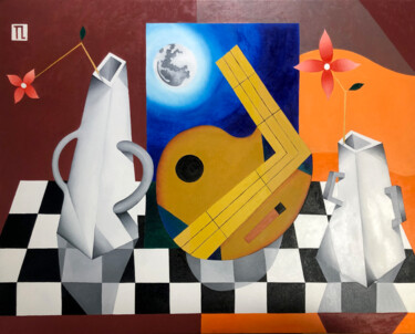 Painting titled "Mesa de Músico 57" by José Roberto Teixeira Leite Junior, Original Artwork, Oil