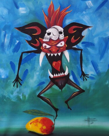 Peinture intitulée "El Mango y El Diablo" par Jose Rosario, Œuvre d'art originale, Acrylique