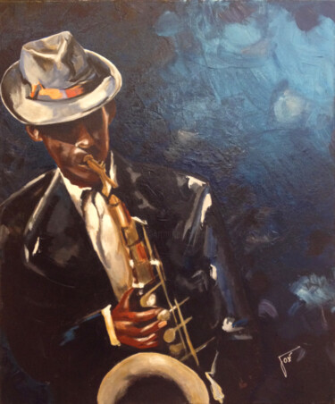 Peinture intitulée "Jazzman" par José Santos, Œuvre d'art originale, Acrylique