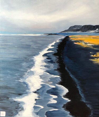 Painting titled "la plage noire 2" by José Santos, Original Artwork, Acrylic