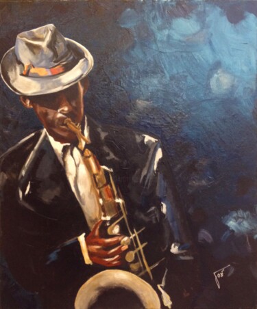 Painting titled "jazzman.jpg" by José Santos, Original Artwork, Acrylic