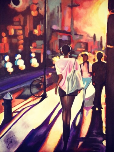 Painting titled "nuit-colorée" by José Santos, Original Artwork, Acrylic