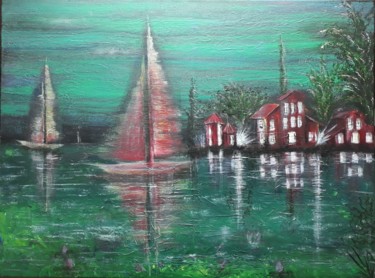 Pittura intitolato "Le lac" da Jose Sousa, Opera d'arte originale, Acrilico