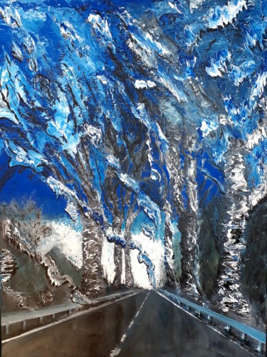 Il pleut sur la route Peinture intitulée "Il pleut sur la rou…" par Jose Sousa, Œuvre d'art originale, Acrylique