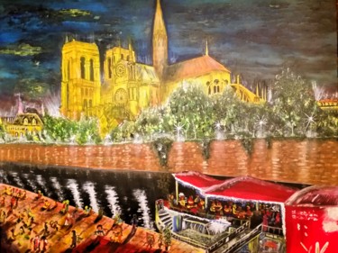 Schilderij getiteld "Notre Dame" door Jose Sousa, Origineel Kunstwerk, Acryl