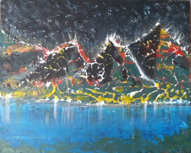 Peinture intitulée "Lac de montagne la…" par Jose Sousa, Œuvre d'art originale, Acrylique