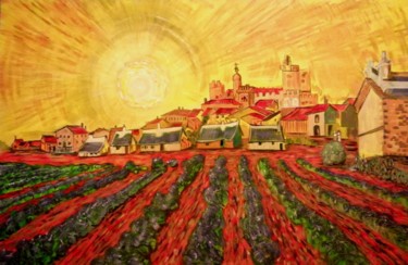 Peinture intitulée "Van Gogh:View Of Sa…" par Jose Sousa, Œuvre d'art originale, Acrylique