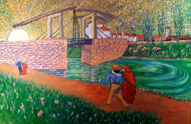 Two lovers ( inspired by Vincent drawing) Peinture intitulée "Two lovers ( inspir…" par Jose Sousa, Œuvre d'art originale, Acrylique