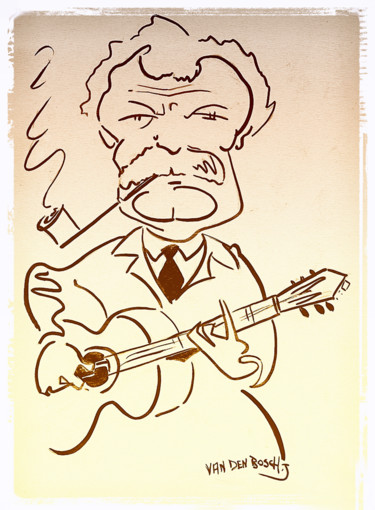 Tekening getiteld "Georges Brassens -…" door José Van Den Bosch, Origineel Kunstwerk, Inkt