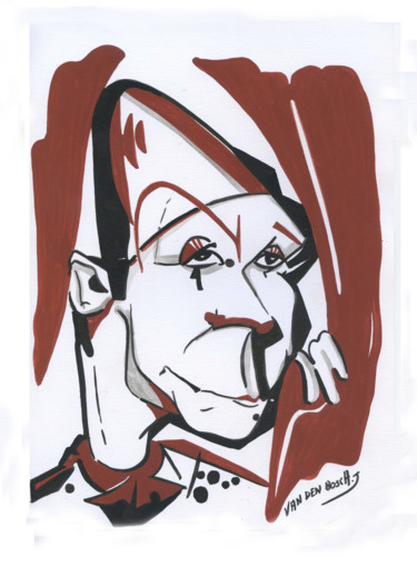 Рисунок под названием "Clown Blanc.jpg" - José Van Den Bosch, Подлинное произведение искусства, Чернила