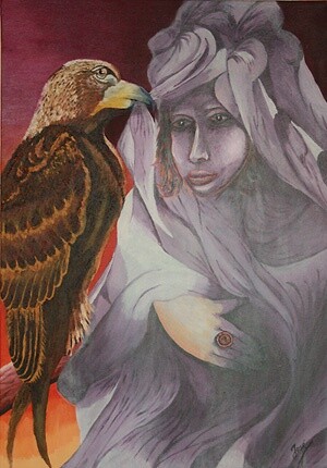 Peinture intitulée "le réveil de l'aigl…" par José Van Houteghem, Œuvre d'art originale, Huile