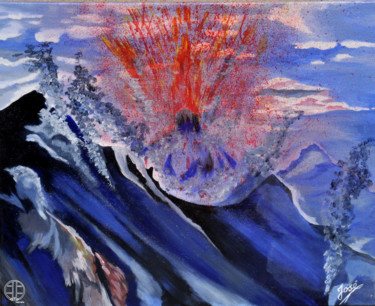 Painting titled "Eruption" by José Van Houteghem, Original Artwork, Acrylic