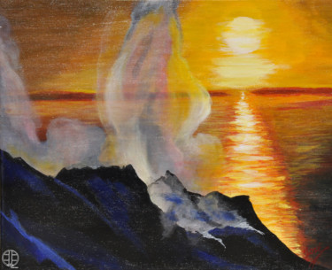 Pintura intitulada "Couché de soleil su…" por José Van Houteghem, Obras de arte originais, Acrílico