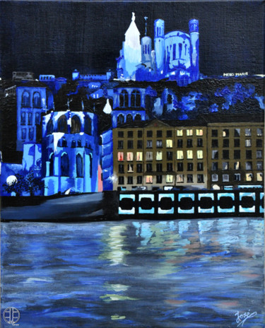 Malarstwo zatytułowany „Illumination (Lyon)” autorstwa José Van Houteghem, Oryginalna praca, Akryl