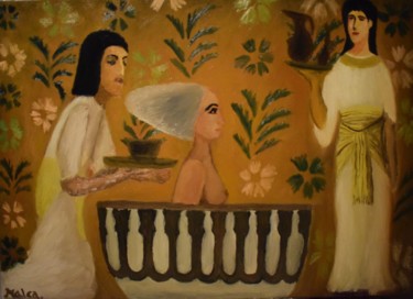 Painting titled "El baño de Cleopatra" by Jose Luis Malca Atencio, Original Artwork, Oil