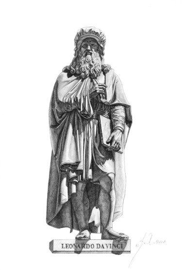 Leonardo da Vinci Sculpture Disegno intitolato "Leonardo da Vinci S…" da José Bustamante, Opera d'arte originale, Grafite Montato su Cartone
