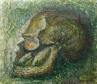 Pintura intitulada "Crânio" por José Constantino, Obras de arte originais