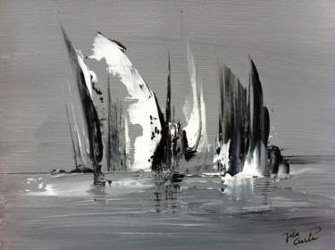 Painting titled "noir et blanc en co…" by Jose Curti, Original Artwork, Oil