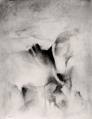 Drawing titled "Cicatrices du temps…" by Josef Ciesla, Original Artwork, Charcoal Mounted on Cardboard