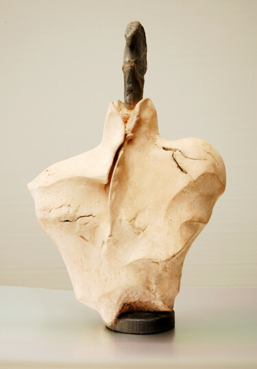 Скульптура под названием "Moraine Stries blan…" - Josef Ciesla, Подлинное произведение искусства, Терракота