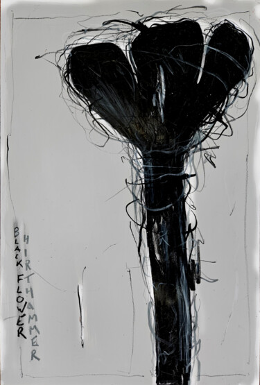 Рисунок под названием "black flower" - Josef Hirthammer, Подлинное произведение искусства, Древесный уголь