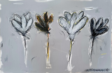 Рисунок под названием "flowerquartett" - Josef Hirthammer, Подлинное произведение искусства, Древесный уголь