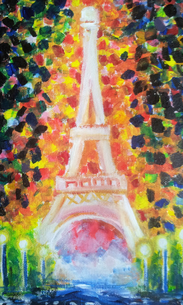 Painting titled "Torre Eiffel" by Jose Faedda, Original Artwork, Acrylic