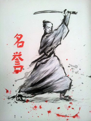 Schilderij getiteld "Samurai" door Jose Faedda, Origineel Kunstwerk, Acryl