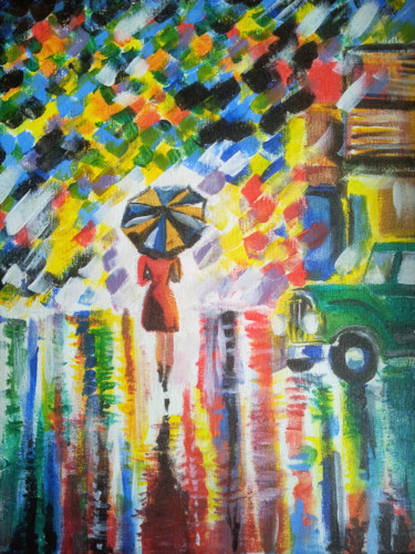 Pintura titulada "Paraguas y mujer" por Jose Faedda, Obra de arte original, Acrílico