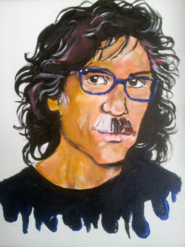 Malerei mit dem Titel "Charly cantante arg…" von Jose Faedda, Original-Kunstwerk, Acryl