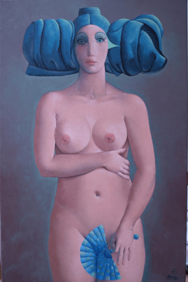 Картина под названием "Nu féminin au petit…" - José  Herrera, Подлинное произведение искусства, Масло