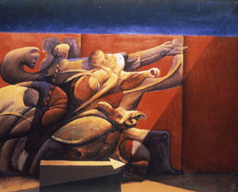 Pintura titulada "Personnages fugitifs" por José  Herrera, Obra de arte original, Oleo