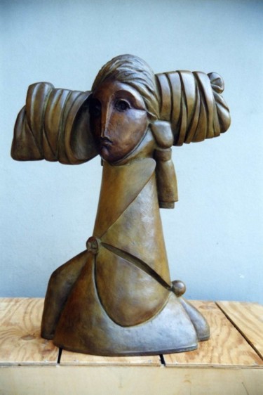 Sculpture titled "Grand buste 5/6" by José  Herrera, Original Artwork, Bronze