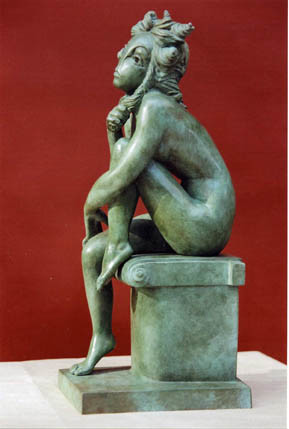 Sculpture titled "Nu féminin assis (p…" by José  Herrera, Original Artwork