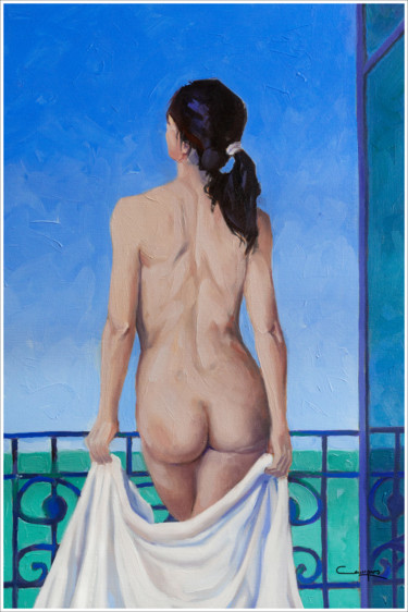 Painting titled ""Ventana al Mediter…" by Jose Luis Santamaria Campos, Original Artwork, Oil