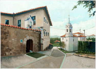 Peinture intitulée ""Iglesia Santiago A…" par Jose Luis Santamaria Campos, Œuvre d'art originale, Huile Monté sur Châssis en…