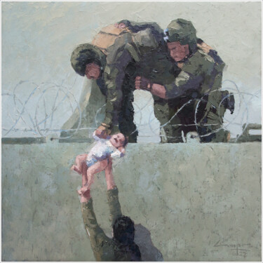 Peinture intitulée ""Rescate en Kabul"" par Jose Luis Santamaria Campos, Œuvre d'art originale, Acrylique Monté sur Châssis…