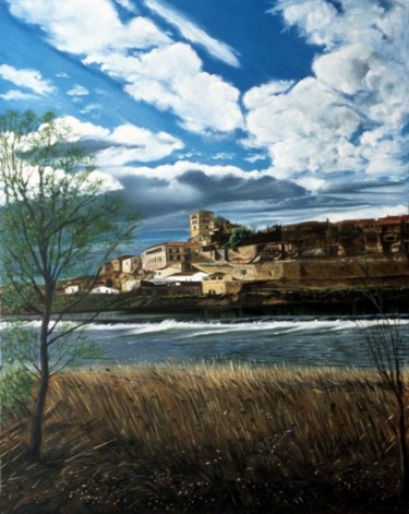 Painting titled "Al otro lado del río" by Madrid Sanz José María, Original Artwork, Oil