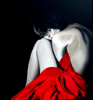 Pintura titulada "La dama de rojo" por Madrid Sanz José María, Obra de arte original