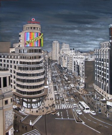 Schilderij getiteld "De Madrid al cielo" door Madrid Sanz José María, Origineel Kunstwerk, Olie